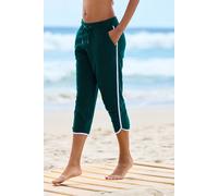 Relax-Caprihose KANGAROOS, Damen, Gr. 36/38, N-Gr, grün, Frottee, Obermaterial: 50% Baumwolle, 48% Polyester, 2% Elasthan, unifarben, Basic, ca. Mitte Wade, Hosen, mit sportlichem Seitenstreifen und w