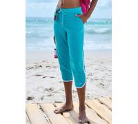 Relax-Caprihose KANGAROOS, Damen, Gr. 36/38, N-Gr, türkis, Frottee, Obermaterial: 50% Baumwolle, 48% Polyester, 2% Elasthan, unifarben, Basic, ca. Mitte Wade, Hosen, mit sportlichem Seitenstreifen und