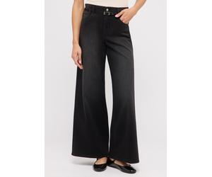 Relax-fit-Jeans ANGELS "LIVA BELT", Damen, Gr. 40, Länge 30, grau (anthrazit used), Denim/Jeans, Obermaterial: 92% Baumwolle, 6% Polyester, 2% Elasthan, relaxed fit lang, Jeans, mit sehr weitem Bein u
