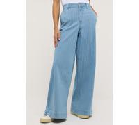 Relax-fit-Jeans ANGELS "Liva Chic", Damen, Gr. 38, Länge 34, blau (bleached blau), Denim/Jeans, Obermaterial: 90% Baumwolle, 8% Polyester, 2% Elasthan, Nadelstreifen, relaxed fit lang, Jeans, mit Nade