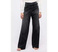 Relax-fit-Jeans ANGELS "LIZ CITY", Damen, Gr. 40, Länge 28, schwarz (anthrazit used), Denim/Jeans, Obermaterial: 91% Baumwolle, 6% Polyester, 3% Elasthan, weit lang, Jeans, weite Passform, mit integri