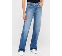 Relax-fit-Jeans ANGELS "LIZ CITY", Damen, Gr. 44, Länge 28, blau (light blau used), Denim/Jeans, Obermaterial: 79% Baumwolle, 19% Polyester, 2% Elasthan, weit lang, Jeans, weite Passform, mit integrie