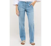 Relax-fit-Jeans ANGELS "LIZ WORKER", Damen, Gr. 44, Länge 28, blau (bleached blau used), Denim/Jeans, Obermaterial: 91% Baumwolle, 6% Polyester, 3% Elasthan, relaxed fit lang, Jeans, mit großen Vorder