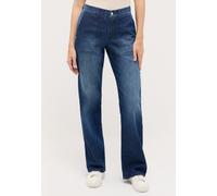 Relax-fit-Jeans ANGELS "LIZ WORKER", Damen, Gr. 44, Länge 28, blau (blau used), Denim/Jeans, Obermaterial: 91% Baumwolle, 6% Polyester, 3% Elasthan, casual, relaxed fit lang, Jeans, mit großen Vordert