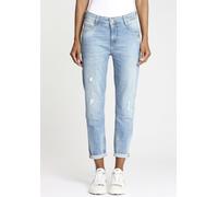 Relax-fit-Jeans GANG "94AMELIE CROPPED", Damen, Gr. 27, N-Gr, blau (light blau), Denim/Jeans, Obermaterial: 90% Baumwolle, 8% Polyester, 2% Elasthan, leichte Abriebeffekte, unifarben, knöchelfrei, Jea