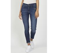 Relax-fit-Jeans GANG "94AMELIE", Damen, Gr. 26, N-Gr, blau (schwarz used), Denim/Jeans, Obermaterial: 65% Baumwolle, 22% Polyester, 11% Viskose, 2% Elasthan, regular fit lang, Jeans, mit Used-Effekten