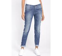Relax-fit-Jeans GANG "94AMELIE", Damen, Gr. 31, N-Gr, blau (blau used), Denim/Jeans, Obermaterial: 65% Baumwolle, 22% Polyester, 11% Viskose, 2% Elasthan, regular fit lang, Jeans, mit Used-Effekten, T