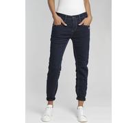 Relax-fit-Jeans GANG "94AMELIE", Damen, Gr. 32, N-Gr, blau (dunkelblau), Denim/Jeans, Obermaterial: 60% Baumwolle, 36% Polyester, 4% Elasthan, unifarben, bequem lang, Jeans, mit doppelter rechter Gesä