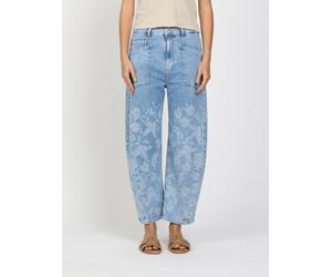 Relax-fit-Jeans GANG "94ODINA", Damen, Gr. 33, N-Gr, floral summer wash, Denim/Jeans, Obermaterial: 98% Baumwolle, 2% Elasthan, gemustert, weit knöchellang, Jeans, O-Shape mit aufgesetzten Taschen (90