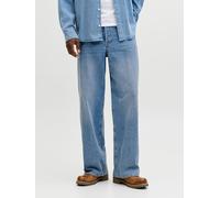 Relax-fit-Jeans JACK & JONES "JJIDAVE JJORIGINAL SQ 081 SN", Herren, Gr. 36, Länge 32, blau (light blau used), Denim/Jeans, Obermaterial: 100% Baumwolle, Abriebeffekte, weit knöchellang, Jeans (665739
