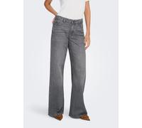 Relax-fit-Jeans JDY "JDYRUBY MW WID MG 1007 DNM NOOS", Damen, Gr. M (38), Länge 32, grau (medium grau denim), Denim/Jeans, Obermaterial: 99% Baumwolle, 1% Elasthan, unifarben, relaxed fit knöchellang,