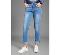 Relax-fit-Jeans KANGAROOS "RELAX-FIT HIGH WAIST", Damen, Gr. 40, N-Gr, blau (light blau u), Denim/Jeans, Obermaterial: 67% Baumwolle, 32% Polyester (REPREVE), 1% Elasthan, Abriebeffekte, vintage, Basi