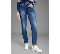 Relax-fit-Jeans KANGAROOS "RELAX-FIT HIGH WAIST", Damen, Gr. 42, N-Gr, blau (dunkelblau u), Denim/Jeans, Obermaterial: 67% Baumwolle, 32% Polyester (REPREVE), 1% Elasthan, Abriebeffekte, vintage, Basi
