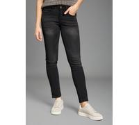 Relax-fit-Jeans KANGAROOS "RELAX-FIT HIGH WAIST", Damen, Gr. 44, N-Gr, schwarz (schwarz used), Denim/Jeans, Obermaterial: 67% Baumwolle, 32% Polyester (REPREVE), 1% Elasthan, Abriebeffekte, vintage, B