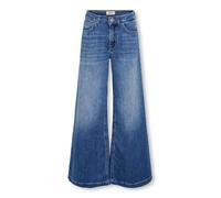 Relax-fit-Jeans KIDS ONLY "KOGCALIFORNIA MW WIDE FLARED REA NOOS", Mädchen, Gr. 164, N-Gr, blau (schwarz medium blau denim), Denim/Jeans, Obermaterial: 98% Baumwolle, 2% Elasthan, unifarben, modisch,