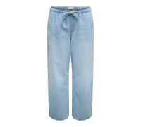 Relax-fit-Jeans ONLY CARMAKOMA "CARJAY PULL UP STRING DNM PANT PIM", Damen, Gr. 42, Länge 32, light blau denim, Denim/Jeans, Obermaterial: 100% Baumwolle, unifarben, relaxed fit knöchellang, Jeans (37
