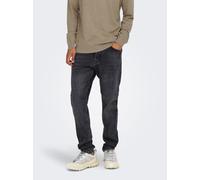 Relax-fit-Jeans ONLY & SONS "ONSYOKE TAPERED WB 7850 DOT DNM NOOS", Herren, Gr. 32, Länge 32, schwarz (schwarz denim), Denim/Jeans, Obermaterial: 99% Baumwolle, 1% Elasthan, unifarben, Basic, relaxed