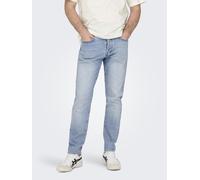 Relax-fit-Jeans ONLY & SONS "ONSYOKE TAPERED WB 7850 DOT DNM NOOS", Herren, Gr. 38, Länge 32, blau (light blau denim), Denim/Jeans, Obermaterial: 99% Baumwolle, 1% Elasthan, unifarben, Basic, relaxed 