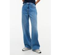 Relax-fit-Jeans TOMMY JEANS "MIA MID RELAXED STRAIGHT BJ0133", Damen, Gr. 30, Länge 30, blau (denim medium), Denim/Jeans, Obermaterial: 99% Baumwolle, 1% Elasthan, Abriebeffekte, relaxed fit lang, Jea