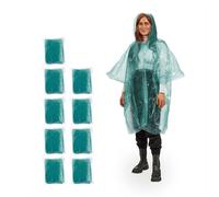 relaxdays 10er-Set Einweg-Regenponcho grün