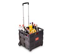 2 x Einkaufstrolley, Klappbar, Einkaufsroller bis 35 kg, Verstellbarer Griff, Mit Rollen, HBT: 100 x 42 x 37 cm, schwarz