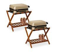 relaxdays 2er Set Kofferständer faltbar natur beige