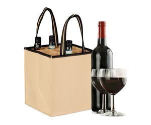 Relaxdays 2x Flaschentasche für 9 Flaschen Filz Beige,Schwarz