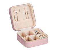 Relaxdays 2x Schmuckkästchen für Reisen, Pink Creme,Rosa,Silber