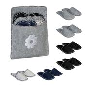 Relaxdays 6 Paar Gästehausschuhe aus Filz Dunkelblau,Grau,Schwarz