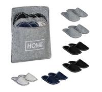 Relaxdays 6 Paar Gästehausschuhe aus Filz Dunkelblau,Schwarz,Grau