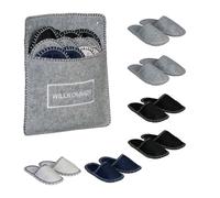 Relaxdays 6 Paar Gästehausschuhe aus Filz Dunkelblau,Schwarz,Grau