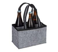 Relaxdays 6er Flaschenträger Filz Schwarz,Grau