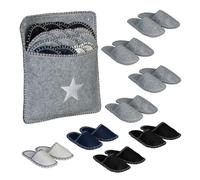 Relaxdays 8 Paar Gästehausschuhe aus Filz Dunkelblau,Schwarz,Grau