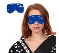 Relaxdays Augenmaske kühlend & wärmend, 2er Set, Gelperlen, Kühlmaske für Augen, Kühlbrille mit Klettverschluss, blau