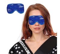 Relaxdays Augenmaske kühlend & wärmend, 2er Set, Gelperlen, Kühlmaske für Augen, Kühlbrille mit Klettverschluss, blau