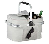 Relaxdays Einkaufskorb, faltbar, Tragegriff, HBT: 45 x 43 x 30,5 cm, Isoliertasche zum Einkaufen, Picknickkorb, hellgrau