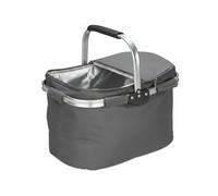 Relaxdays Einkaufskorb mit Kühlfunktion, faltbar, Deckel, Henkel, 27 Liter, Thermo Tragekorb, Polyester, Aluminium, grau - mehrfarbig Polyester 10032548_111