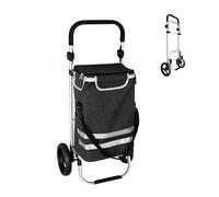 Relaxdays Einkaufstrolley, 2 große Räder, Kühlfach, abnehmbare Tasche, 45 l, bis 35 kg, Einkaufswagen klappbar, schwarz