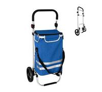 Relaxdays Klappbarer Einkaufstrolley 45 l Blau,Schwarz,Silber