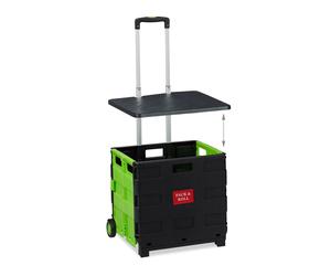 Relaxdays Einkaufstrolley ABS Aluminium Grün Klappbar 99 cm x 45,5 cm x 37,5 cm 3 kg
