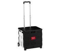 Relaxdays Einkaufstrolley ABS Aluminium Weiß Klappbar mit Rollen mit Deckel Höhenverstellbar 99 cm x 45 cm x 38 cm 35 kg