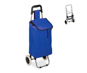 relaxdays Einkaufstrolley Aluminium blau 30,0 x 40,0 x 91,0 cm St.