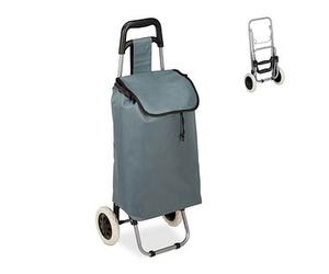 relaxdays Einkaufstrolley Aluminium grau 30,0 x 40,0 x 91,0 cm St.