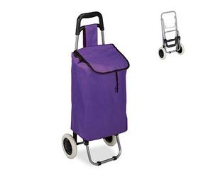 relaxdays Einkaufstrolley Aluminium lila 30,0 x 40,0 x 91,0 cm St.
