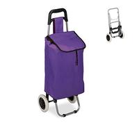Relaxdays Einkaufstrolley, klappbar, 25 L Einkaufstasche mit Rollen, bis 10 kg belastbar, HBT: 91 x 40 x 30 cm, lila