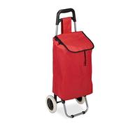 Relaxdays Einkaufstrolley klappbar, abnehmbare Tasche 28 L, mit Rollen, 92,5 x 42 x 28 cm, rot