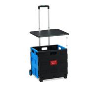 Relaxdays Einkaufstrolley klappbar, bis 35 kg, 50 l Kiste, mit Teleskopgriff, 2 Rollen, Transport Trolley, blau/schwarz - mehrfarbig Kunststoff 10034377_45