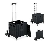 Relaxdays Einkaufstrolley klappbar + Deckel 8 Rad Schwarz