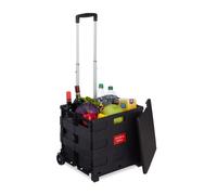 Relaxdays Einkaufstrolley klappbar mit Rollen Rot,Schwarz,Silber