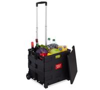Relaxdays Einkaufstrolley klappbar, mit Teleskopgriff & Deckel, Transporttrolley, bis 35 kg, HBT 99x45x38 cm, Farbwahl, 1 Stück